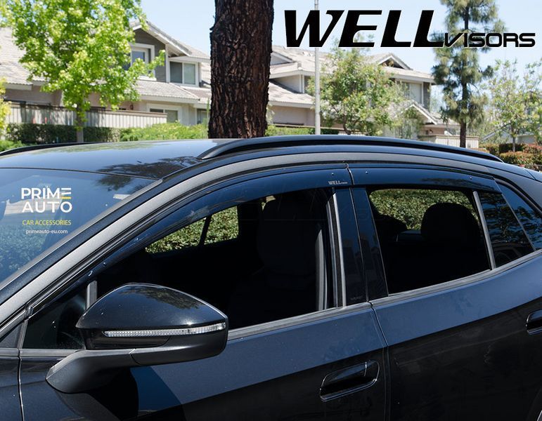 Дефлекторы окон к-т 4 шт с черным хромированным молдингом Volkswagen ID4 2021 - 2025 Wellvisors 3-847VW023 3-847VW023 фото