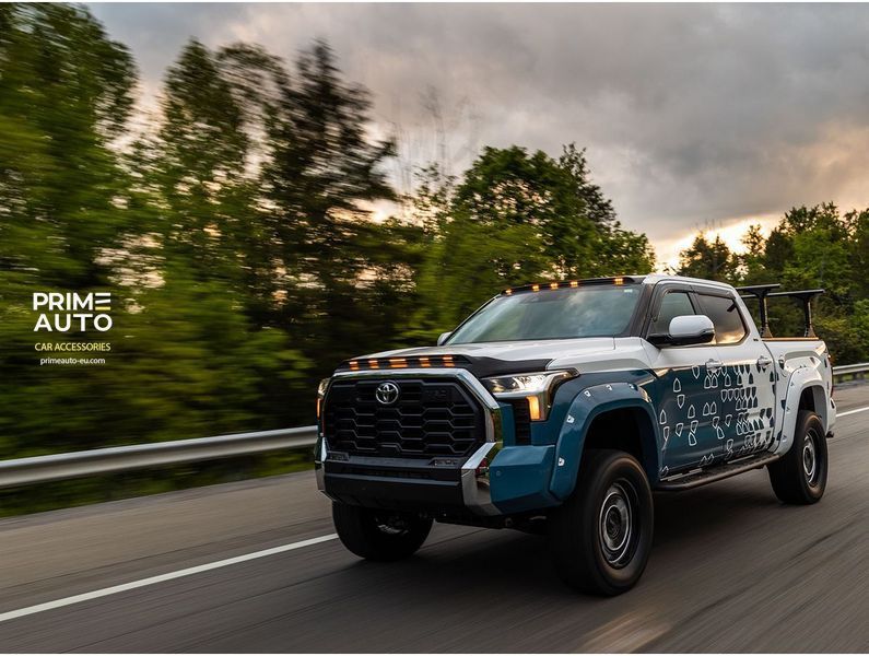 Deflektor maski spoiwo z paskiem LED Toyota Tundra 2022 - 2026 Aeroskin Lightshield Pro czarny mata AVS 953294