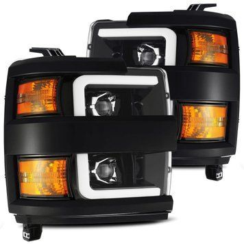 Lampy przednie Chevrolet Silverado 3500 2015-2019 PRO seria węgiel-czarny / czarny Grill wstawić AlphaRex 880226
