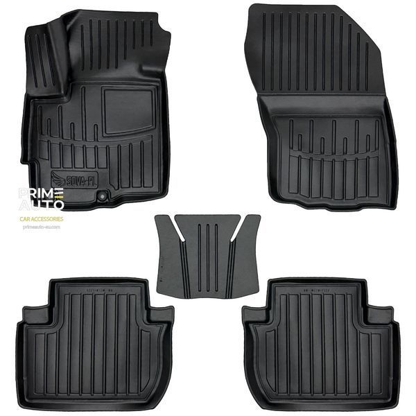 Dywaniki gumowe z bokiem zestaw 5 szt Peugeot 4007 2007 - 2013 (I) czarny SOVA-PL
