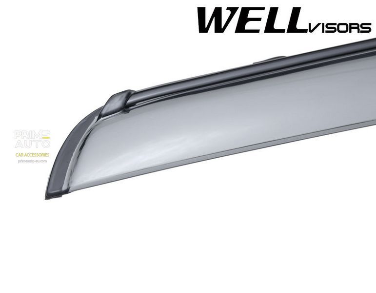 Window Deflectors 4pcs Set With Black Trim Mitsubishi Outlander 2007-2013 Wellvisors 3-847MI002