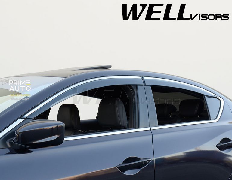 Owiewki do szyb samochodowych num 4 szt z chromowaną odlewanie Acura ILX 2013 - 2025 Wellvisors 3-847AC010