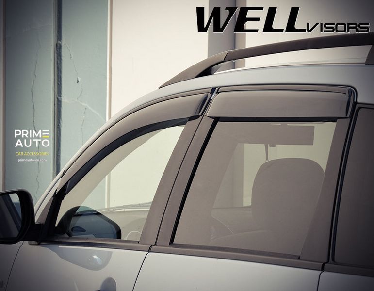 Window Deflectors 4pcs Set With Black Trim Mitsubishi Outlander 2007-2013 Wellvisors 3-847MI002