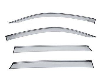 Window Deflectors 4pcs Set With Black Trim Volkswagen Atlas Cross Sport 2020-2025 Wellvisors 3-847VW021