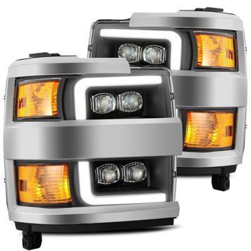 Lampy przednie Chevrolet Silverado 3500 2015-2019 LED NOVA seria czarny / chrom Grill wstawić AlphaRex 880227