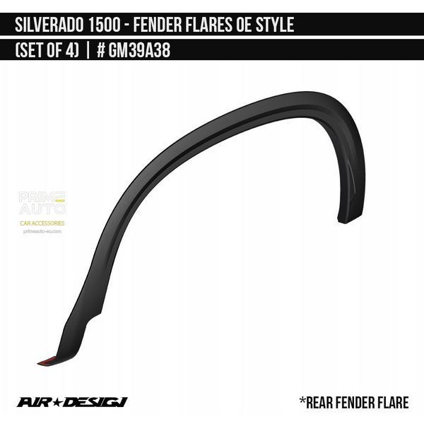 Extensoare pentru pasajele roții Chevrolet Silverado 1500 2019 - 2026 negru AIR DESIGN GM39A38