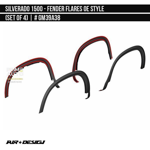 Extensoare pentru pasajele roții Chevrolet Silverado 1500 2019 - 2026 negru AIR DESIGN GM39A38