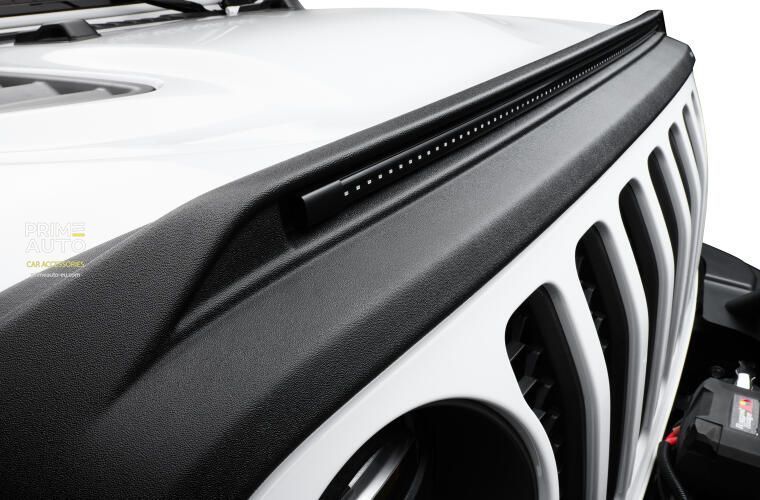Deflector capota Cu bandă LED cu semnalizatoare Jeep GLADIATOR 2020- 2025 Aeroskin Lightshield PRO negru mată AVS 953156