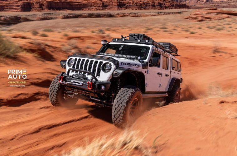 Deflector capota Cu bandă LED cu semnalizatoare Jeep GLADIATOR 2020- 2025 Aeroskin Lightshield PRO negru mată AVS 953156