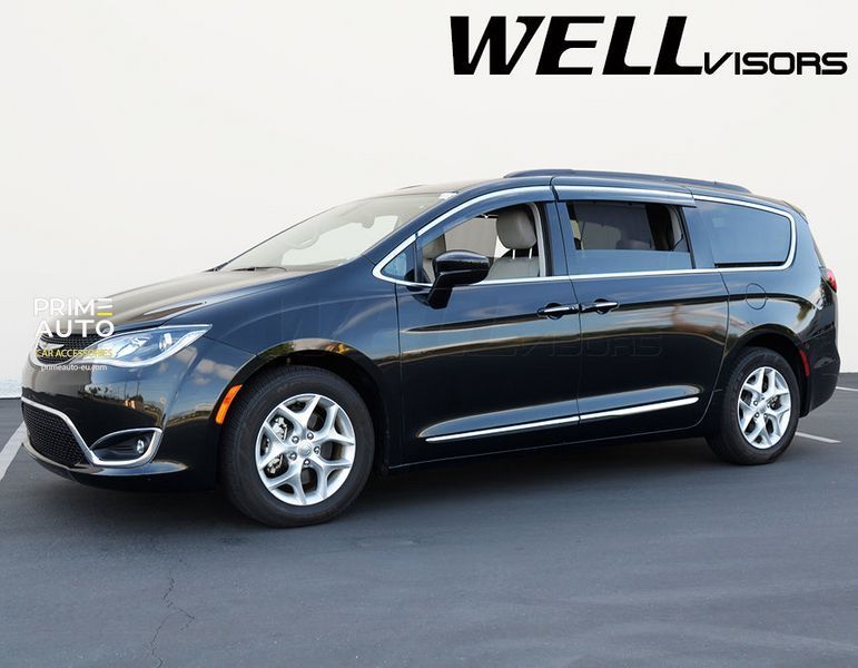 Window Deflectors 4pcs Set with Chrome Trim Chrysler Pacifica;Voyager 2017-2025 Wellvisors 3-847CY001