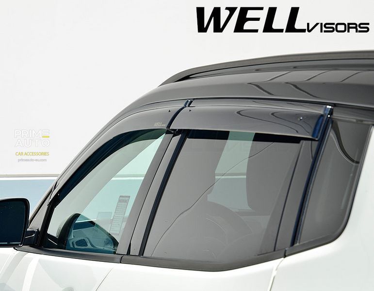 Дефлекторы окон к-т 4 шт с черным хромированным молдингом Jeep Compass 2017 - 2027 Wellvisors 3-847JE009 3-847JE009 фото