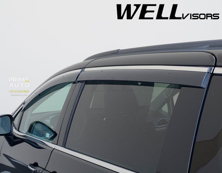 Window Deflectors 4pcs Set with Chrome Trim Chrysler Pacifica;Voyager 2017-2025 Wellvisors 3-847CY001