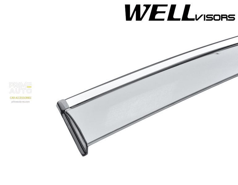 Window Deflectors 4pcs Set with Chrome Trim Chrysler Pacifica;Voyager 2017-2025 Wellvisors 3-847CY001