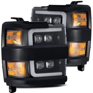 Lampy przednie Chevrolet Silverado 2500 2015-2019 LED NOVA seria węgiel-czarny / czarny Grill wstawić AlphaRex 880229