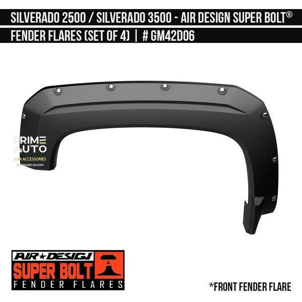 Fender Flares Chevrolet Silverado 2500 / 3500 2019-2025 black AIR DESIGN GM42D06XX
