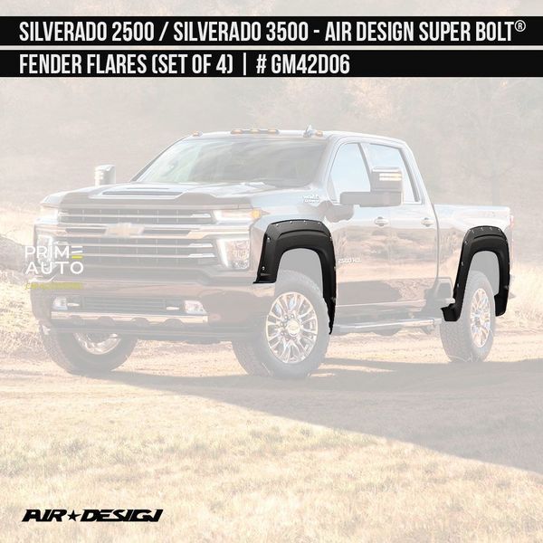 Fender Flares Chevrolet Silverado 2500 / 3500 2019-2025 black AIR DESIGN GM42D06XX