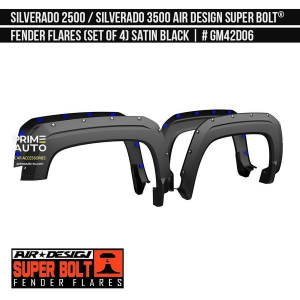 Fender Flares Chevrolet Silverado 2500 / 3500 2019-2025 black AIR DESIGN GM42D06XX