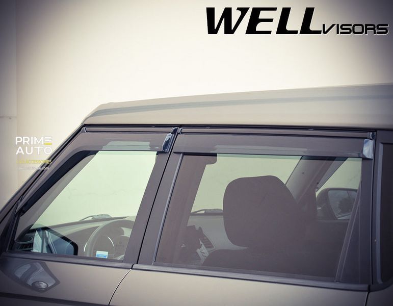 Owiewki do szyb samochodowych num 4 szt z czarna chromowana listwa Kia Soul 2010 - 2013 Wellvisors 3-847KA008