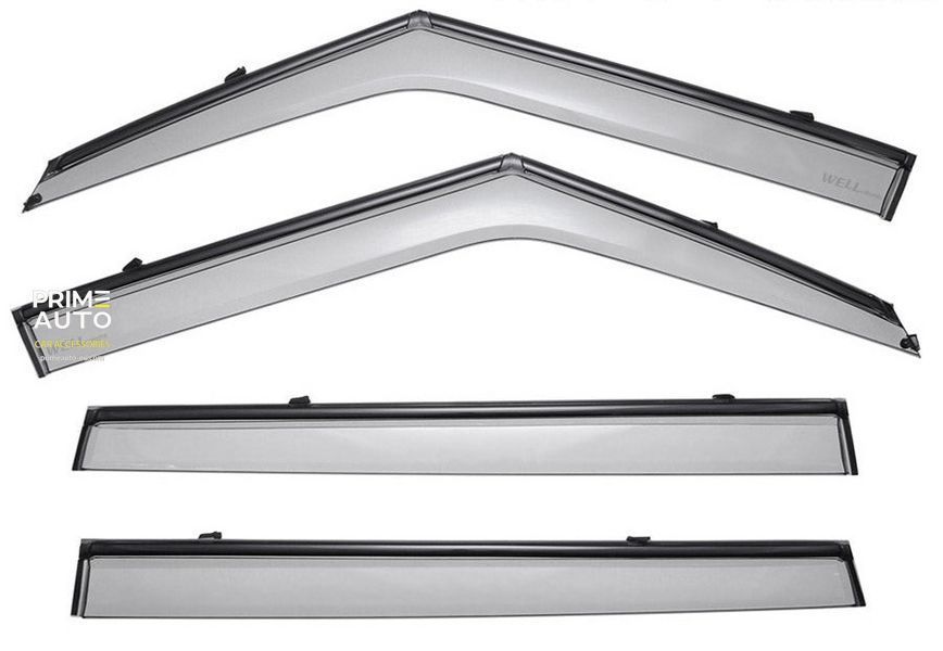Owiewki do szyb samochodowych num 4 szt z czarna chromowana listwa Kia Soul 2010 - 2013 Wellvisors 3-847KA008