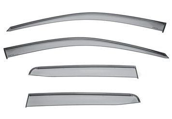 Window Deflectors 4pcs Set With Black Trim Honda Ridgeline 2017-2025 Wellvisors 3-847HD038