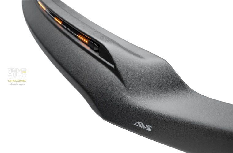 Hood Spoiler With LED Strip With Turn Follower Ford F-150 2021-2025 Aeroskin Lightshield PRO Black Matte AVS 953196