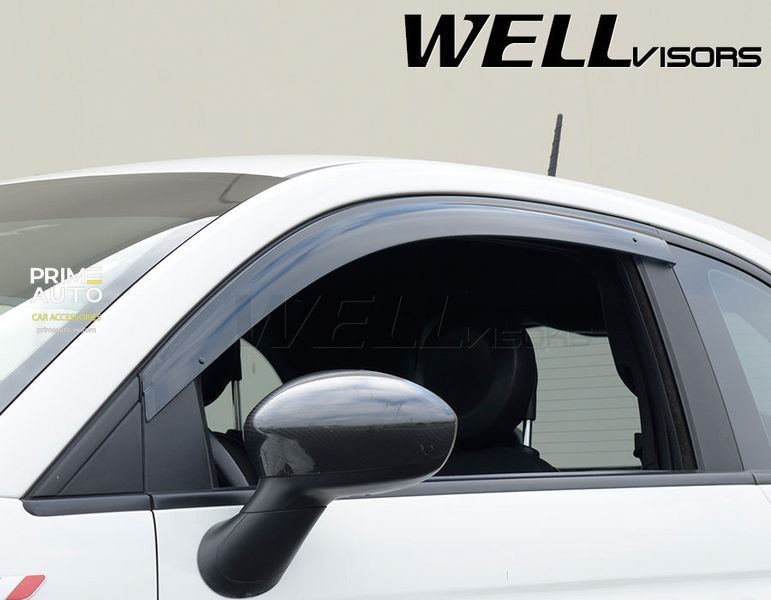 Owiewki do szyb samochodowych prz&oacute;d Premium seria Fiat 500 2012 - 2019 Wellvisors 3-847FA001