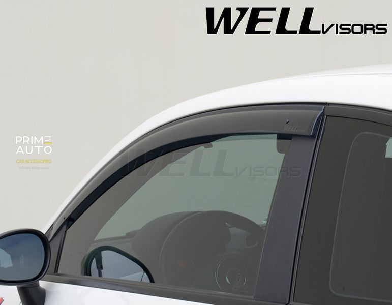Owiewki do szyb samochodowych prz&oacute;d Premium seria Fiat 500 2012 - 2019 Wellvisors 3-847FA001