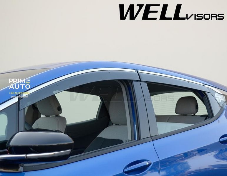 Дефлекторы окон к-т 4 шт с хромированным молдингом Chevrolet Bolt 2017 - 2025 Wellvisors 3-847CH027 3-847CH027 фото