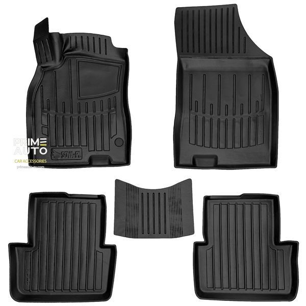 Car Mats with raised edge set 5 pcs Renault Fluence 2009 - 2015 Black SOVA-PL