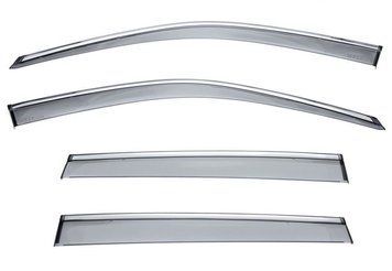 Window Deflectors 4pcs Set with Chrome Trim Honda Pilot 2016-2022 Wellvisors 3-847HD029