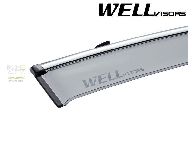 Owiewki do szyb samochodowych num 4 szt z chromowaną odlewanie Kia Cadenza 2014 - 2016 Wellvisors 3-847KA012