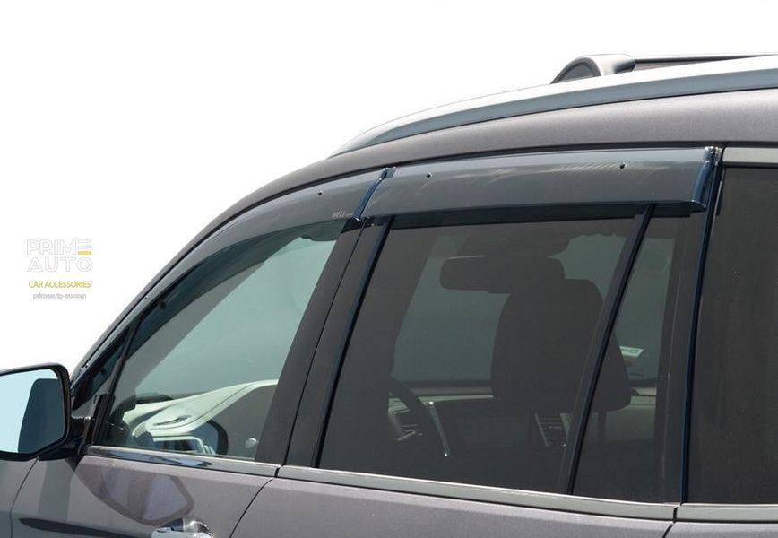 Window Deflectors 4pcs Set with Chrome Trim Honda Pilot 2016-2022 Wellvisors 3-847HD029