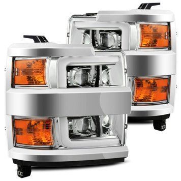 Lampy przednie Chevrolet Silverado 2500 2015-2019 PRO seria chrom / chrom Grill wstawić AlphaRex 880225