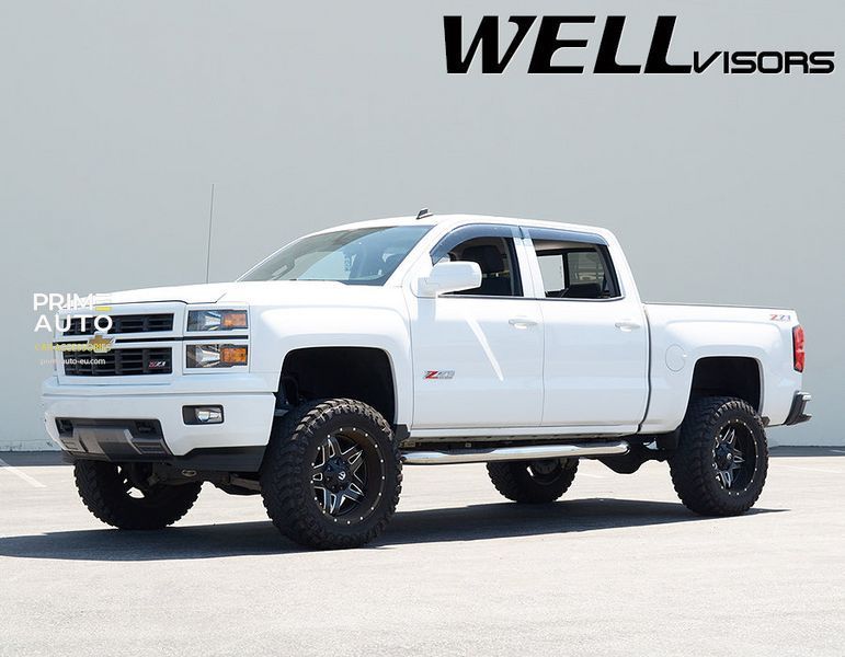 Owiewki do szyb samochodowych num 4 szt Premium seria GMC Sierra 2014 - 2018 Crew Cab Wellvisors 3-847CH012
